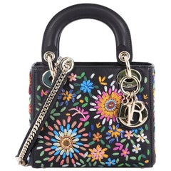 Christian Dior Lady Dior Handbag Embroidered Calfskin Mini