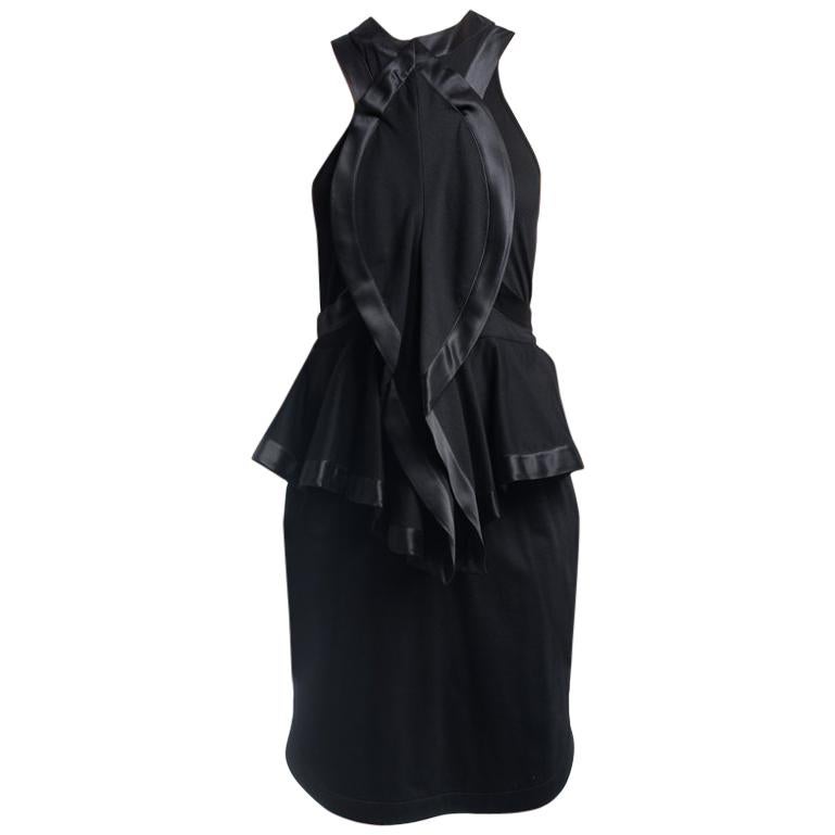 Givenchy Spring 2012 Runway Black Satin Seamed Dress - 8 For Sale