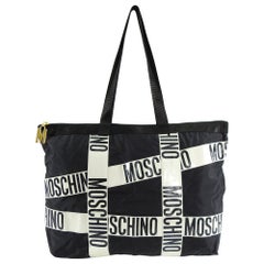 Moschino Vintage 1990's Logo Monogram Large Nylon Tote Bag