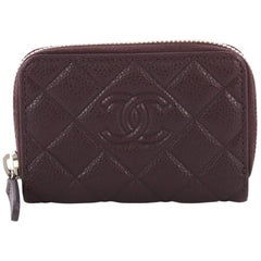 Chanel Diamond CC Zip Coin Purse Quilted Caviar Small
