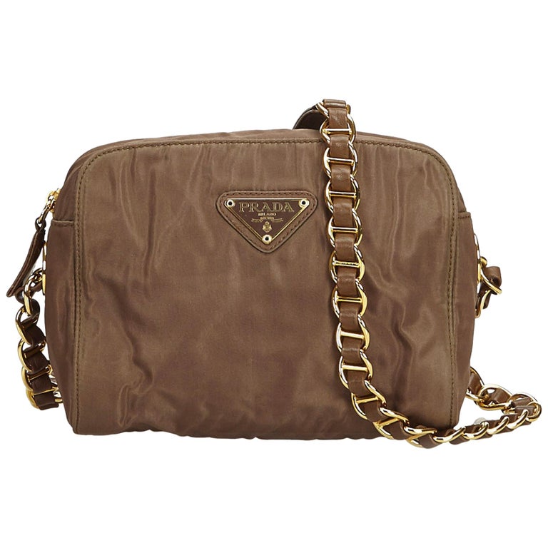 Prada Green Nylon Fabric Chain Crossbody Bag Italy For Sale at 1stDibs