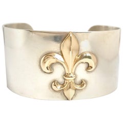 Pierre Cardin 80s vintage Sterling Silver Fleur de Lis cuff