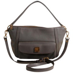MCM Hobo 868508 Grey Leather Shoulder Bag
