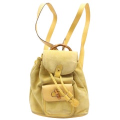 Gucci Bamboo 867509 Yellow Suede Leather Backpack