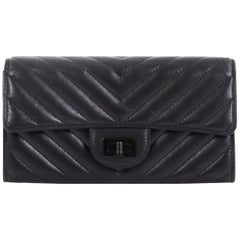 Chanel So Black Reissue Flap Wallet Chevron Leather Long