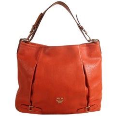 Vintage MCM Hobo 868488 Orange Leather Shoulder Bag