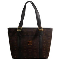 Vintage MCM Monogram Visetos Shopper 869336 Brown Canvas Tote