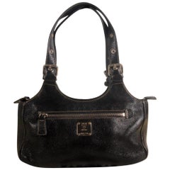 Used MCM 869327 Black Leather Shoulder Bag