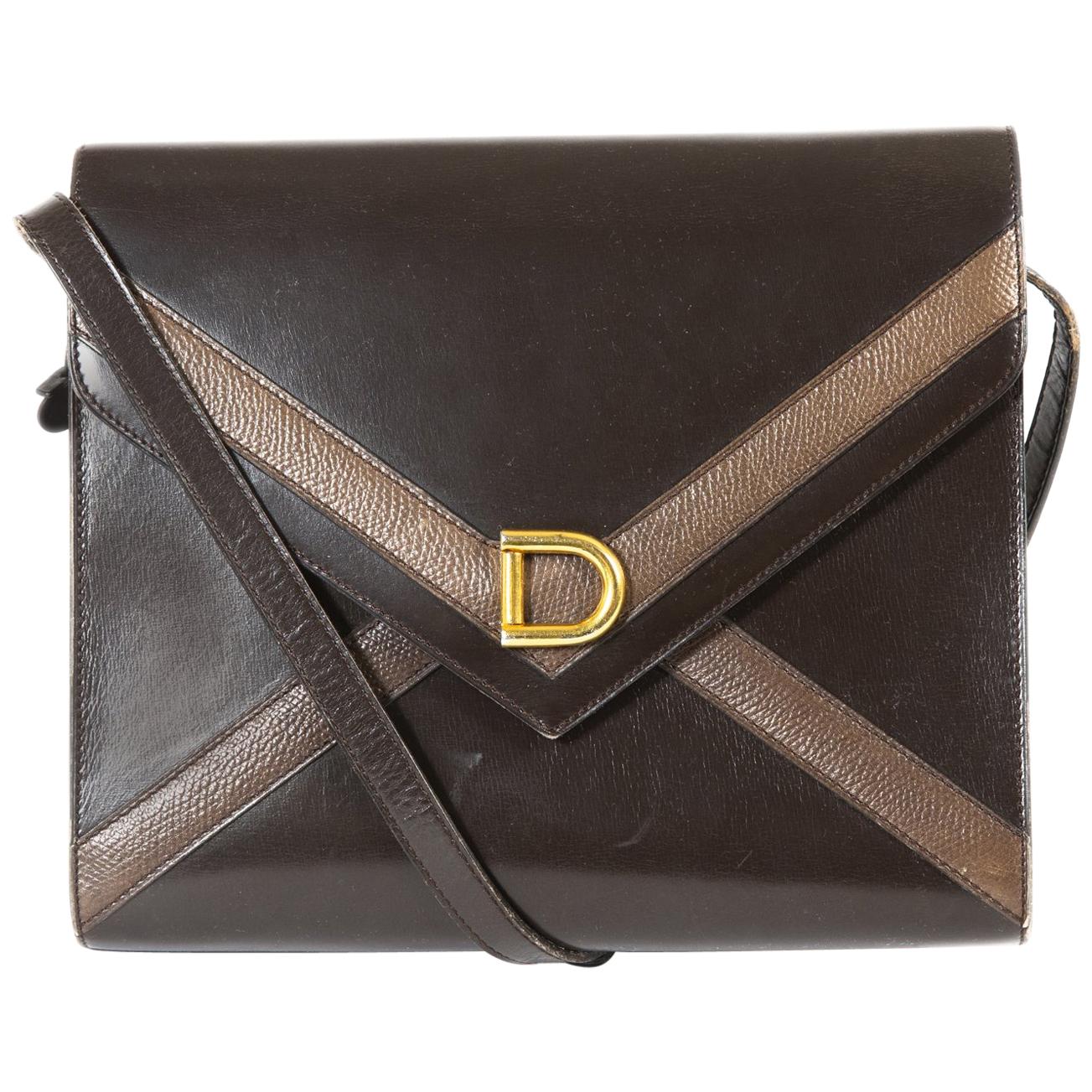 Delvaux Brown Envelope Shoulder Bag