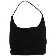 Vintage Gucci Signature Hobo 868294 Black Suede Leather Shoulder Bag