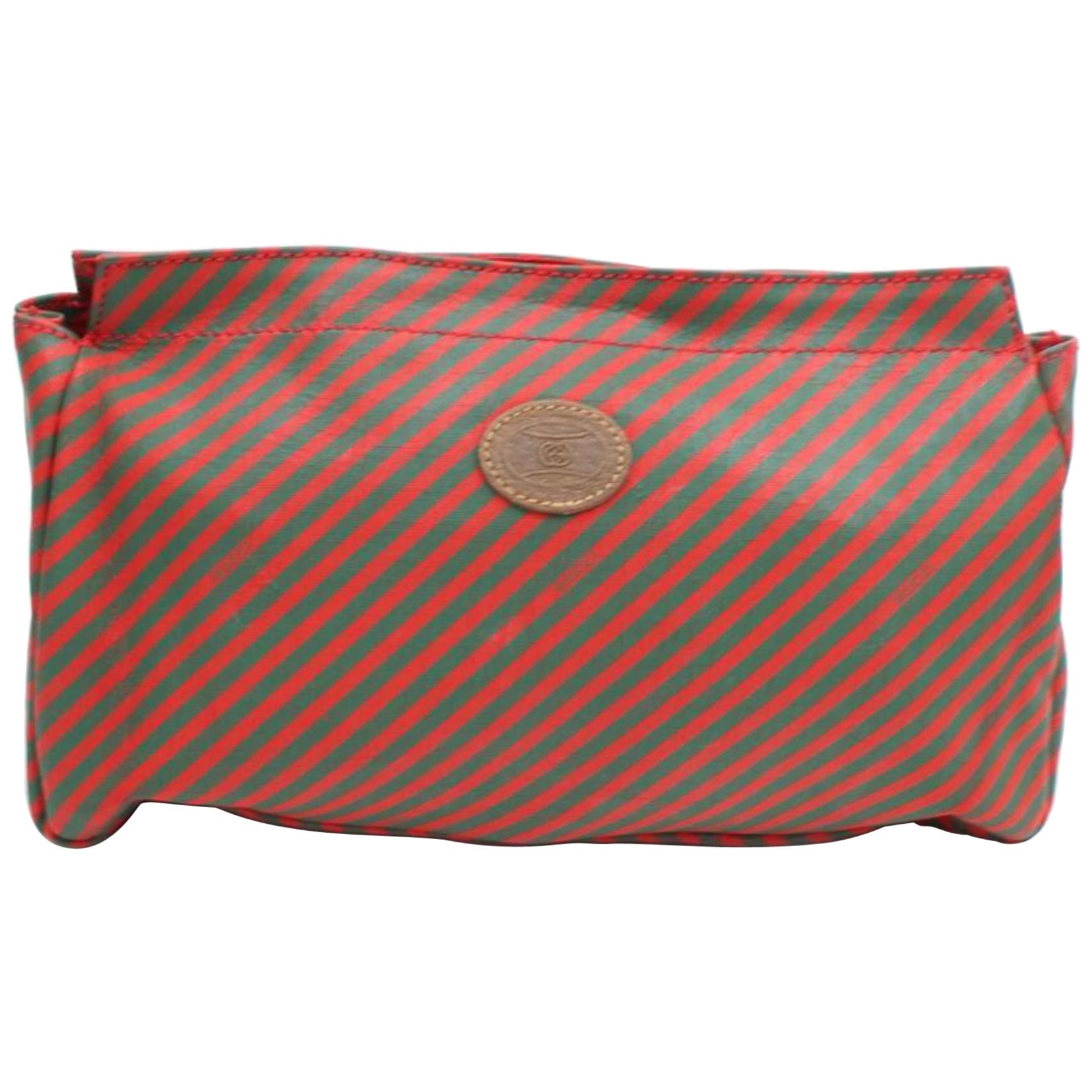 Gucci Red Signature Sherry Web Diagonal Strip Pouch 868079 Cosmetic Bag For Sale
