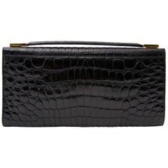 Vintage Delvaux Black Croco Clutch 