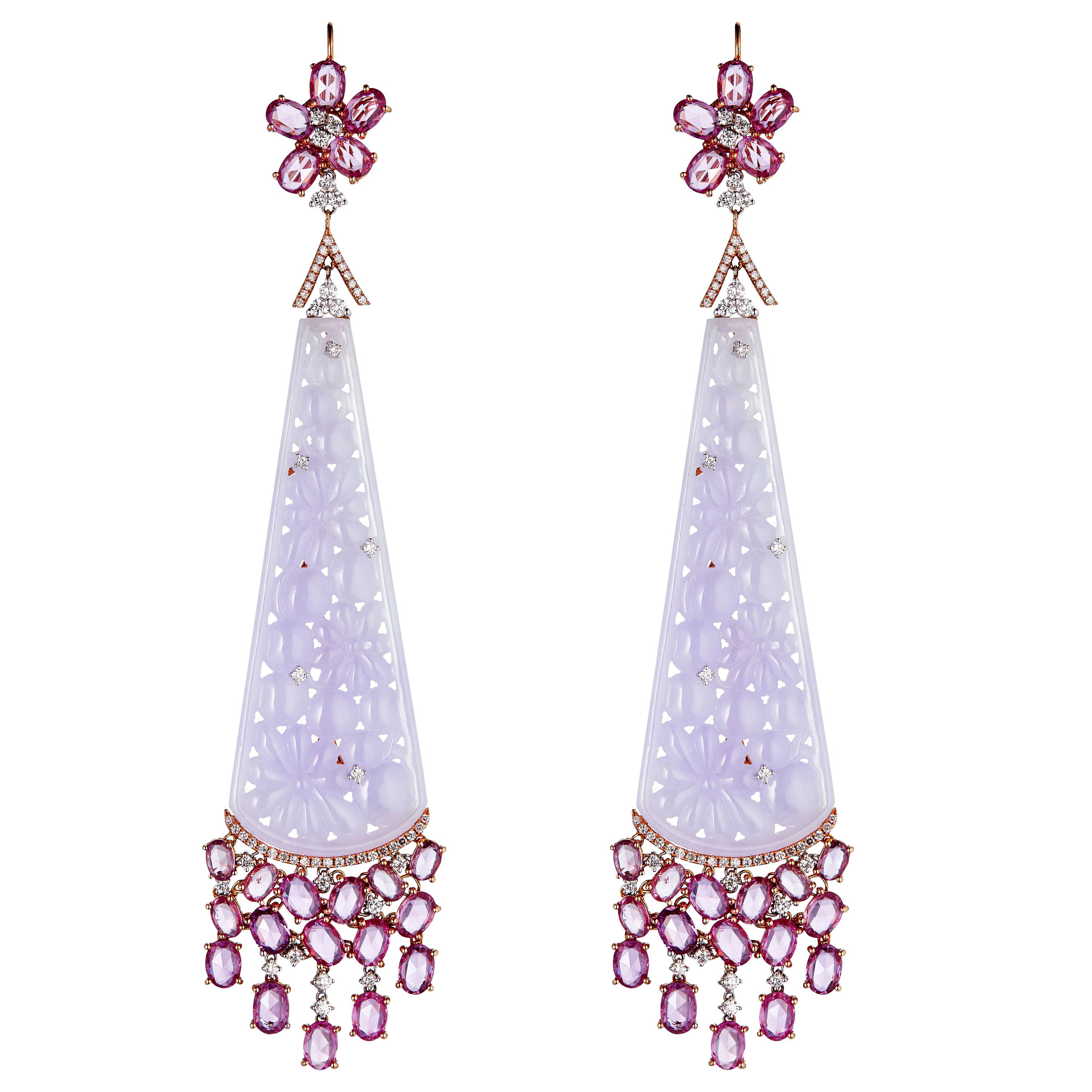 Lorraine Schwartz Large Pink Gemstone And Diamond Earrings
