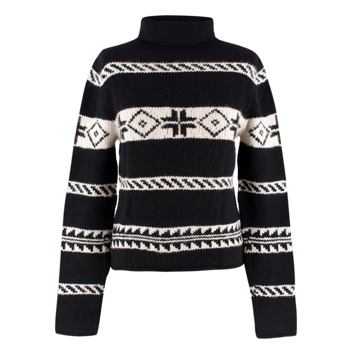 Ralph Lauren Collection Cashmere Patterned Chunky Roll-neck Jumper US 8