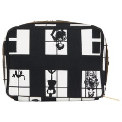 2002 Chanel Black & White Canvas 'Window Line' Toiletry Pouch