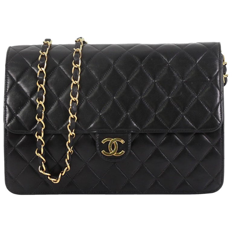 Chanel Vintage Clutch with Chain Quilted Leather Medium at 1stdibs
