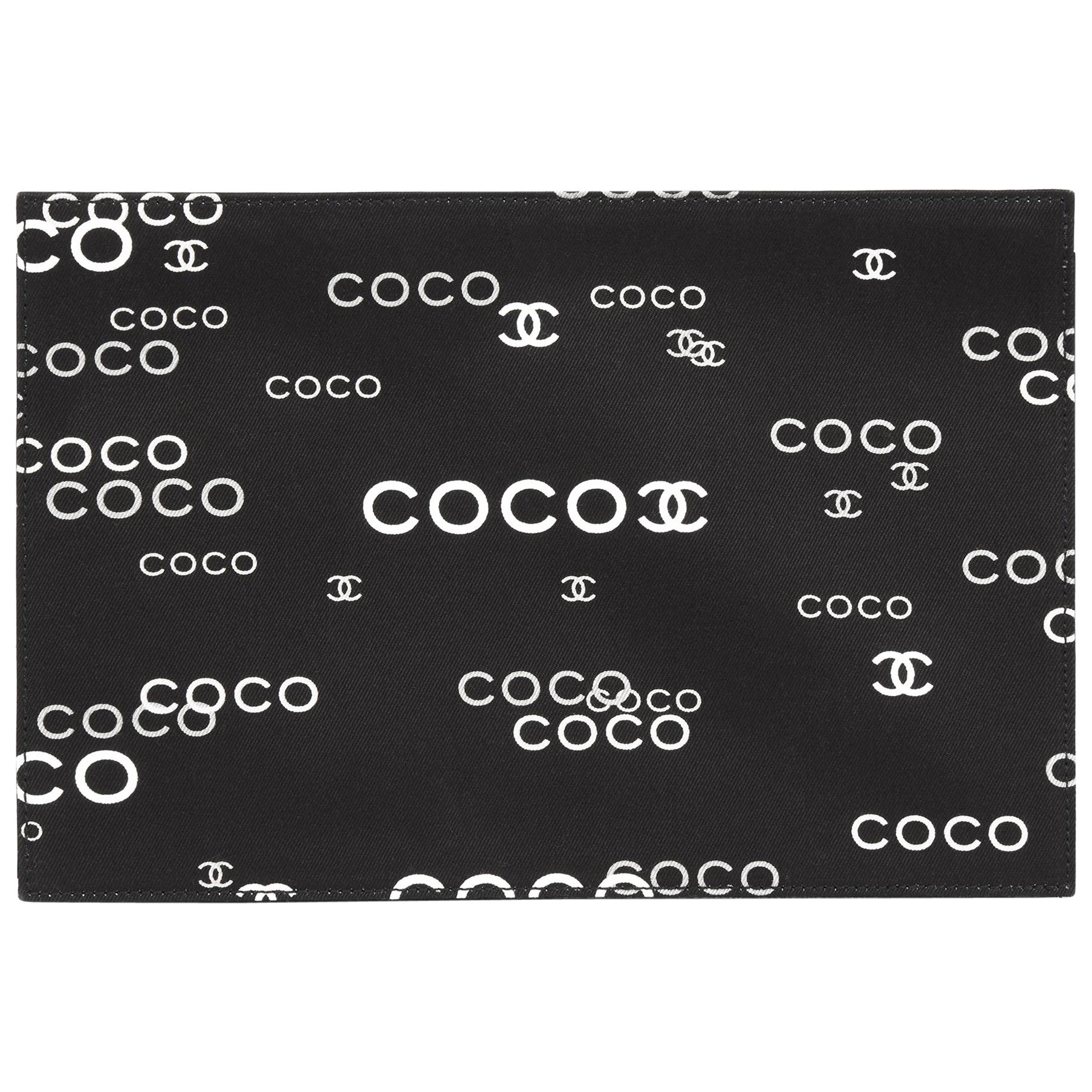 2002 Chanel Black Canvas Coco Pouch