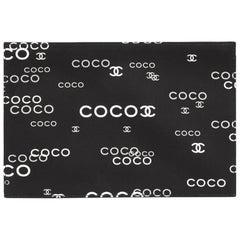 2002 Chanel Black Canvas Coco Pouch