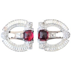 1930s / 40s Vintage Ruby Clips