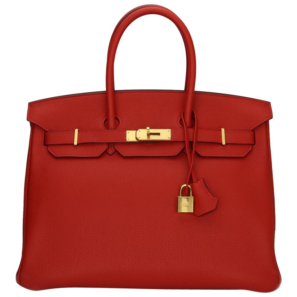 Hermès Birkin 35cm Bag Geranium Togo Leather with Gold Hardware Stamp P 2012