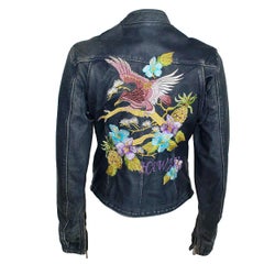 Dolce & Gabbana Hawaii Embroidered Leather Jacket 38