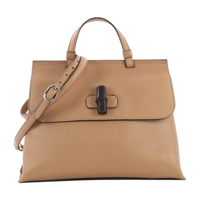 Gucci Bamboo Daily Top Handle Bag Leather Medium For Sale at 1stdibs
