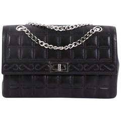 Chanel Vintage Chocolate Bar Mademoiselle Chain Flap Bag Quilted Leather Medium
