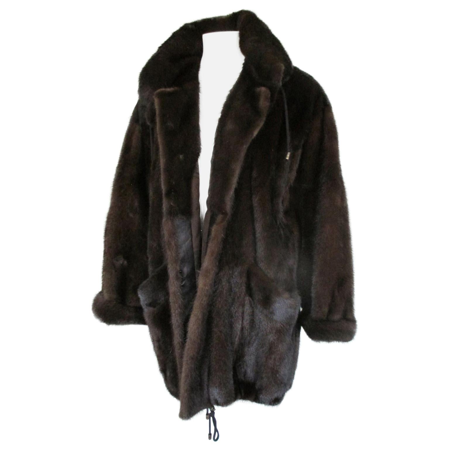  Brown Mink Fur Parka Coat