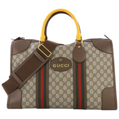 Used Gucci Web Convertible Duffle Bag GG Coated Canvas Medium