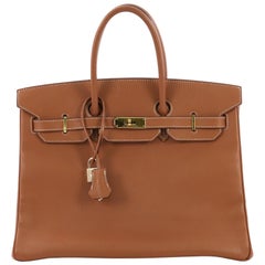 Hermes Birkin Handbag Gold Epsom with Gold Hardware 35