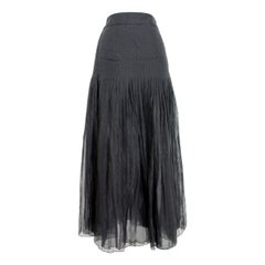 1980s Akira Isogawa Black Silk Maxi Pleated Long Skirt