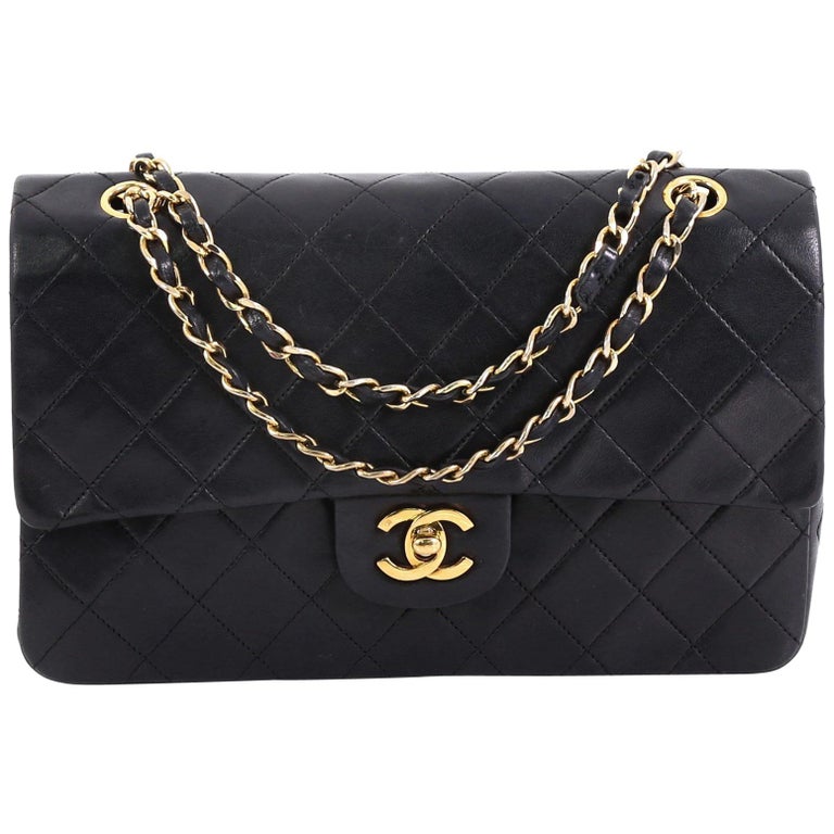 Chanel Vintage Classic Double Flap Bag Quilted Lambskin Medium at 1stDibs