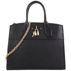 Louis Vuitton City Steamer Handbag Studded Leather MM