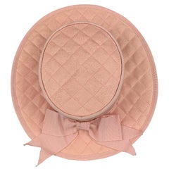 Antique CHANEL Pink Quilted Cotton Flat Top Hat