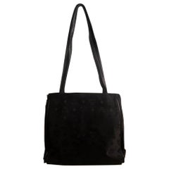 Vintage MCM Monogram Jacquard Visetos Shopper Tote 869324 Black Canvas Shoulder Bag