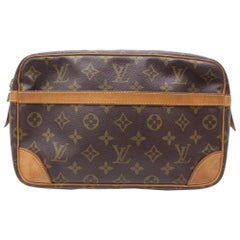 Vintage Louis Vuitton Compiegne 28 Cosmetic Pouch 868229 Brown Coated Canvas Clutch