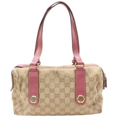Vintage Gucci Boston Monogram Gg Charmy 868189 Pink Canvas Shoulder Bag