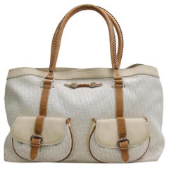 Vintage Dior Double Pocket Monogram Trotter Satchel867469 Ivory Canvas Shoulder Bag