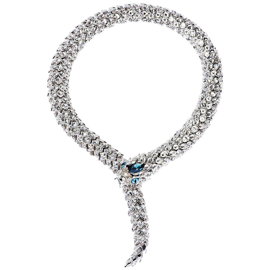 Simon Harrison Blue Crystal Snake Necklace For Sale