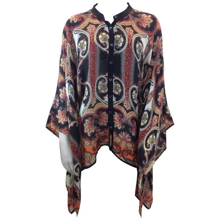 Etro Multi-Color Print Silk Blouse For Sale at 1stdibs