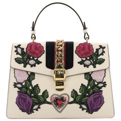 Gucci Sylvie Top Handle Bag Embroidered Leather Medium