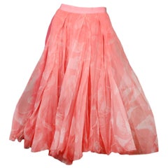 Nina Ricci Pink Printed Silk Midi Skirt Sz FR34/US2