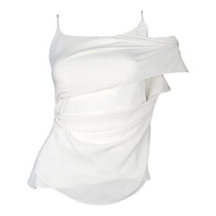 Cushnie et Ochs Soft White Silk Draped Shoulder Top Sz 0 