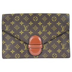 1980s Louis Vuitton Brown Leather Monogram Bag Briefcase