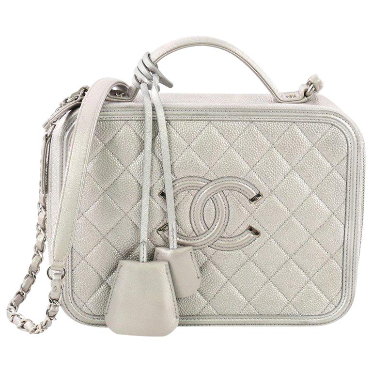 Chanel Filigree Vanity Case Quilted Caviar Medium at 1stDibs