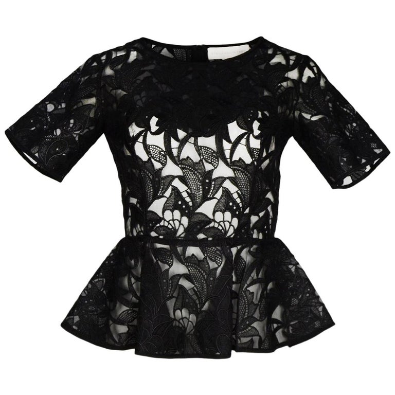 Stella McCartney Black Guipure Lace Peplum Top IT40/US4 For Sale at 1stDibs