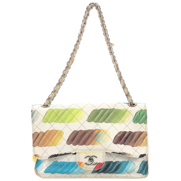Chanel Colorama Watercolor Canvas Flap Bag - White Shoulder Bags
