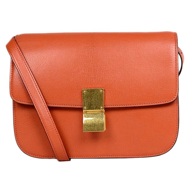 Celine Cinnamon Leather Medium Box Bag W/ Strap rt. $4,350 For Sale at ...