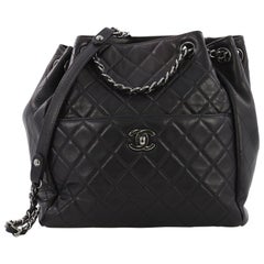 Chanel Drawstring CC Lock Bucket Bag Quilted Lambskin Small