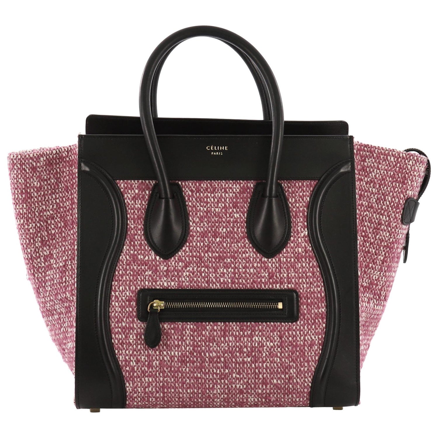 Celine Luggage Handbag Tweed Mini At 1stdibs